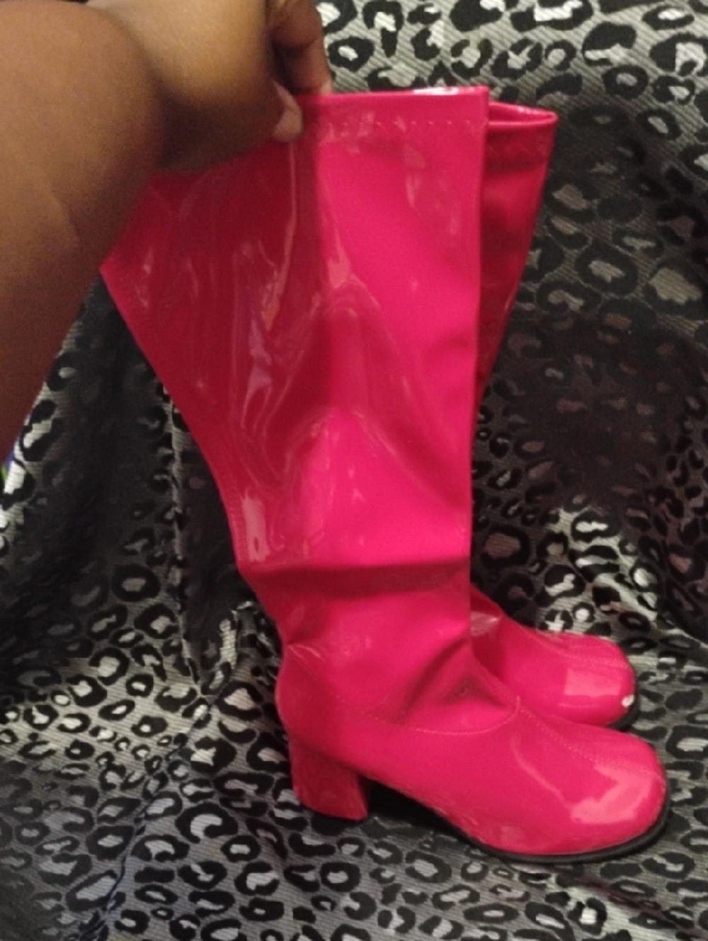 Shiny Hot Pink Over-the-Knee Patent Boots NIB